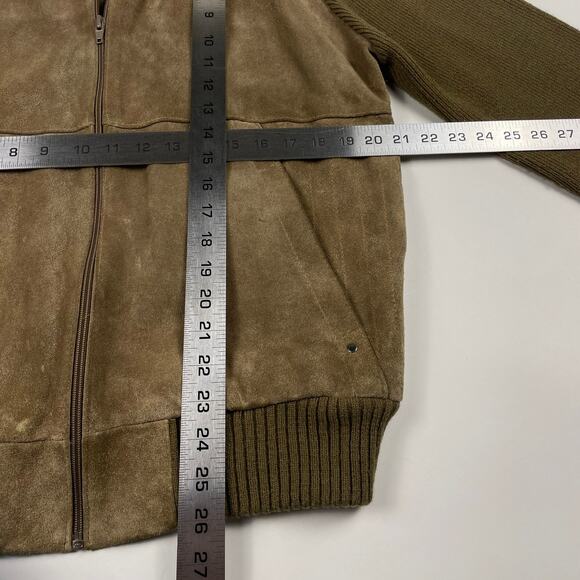 Vintage Leather Sweater Brown Beige Jacket 80s Oakton Size Large - Picture 7 of 7